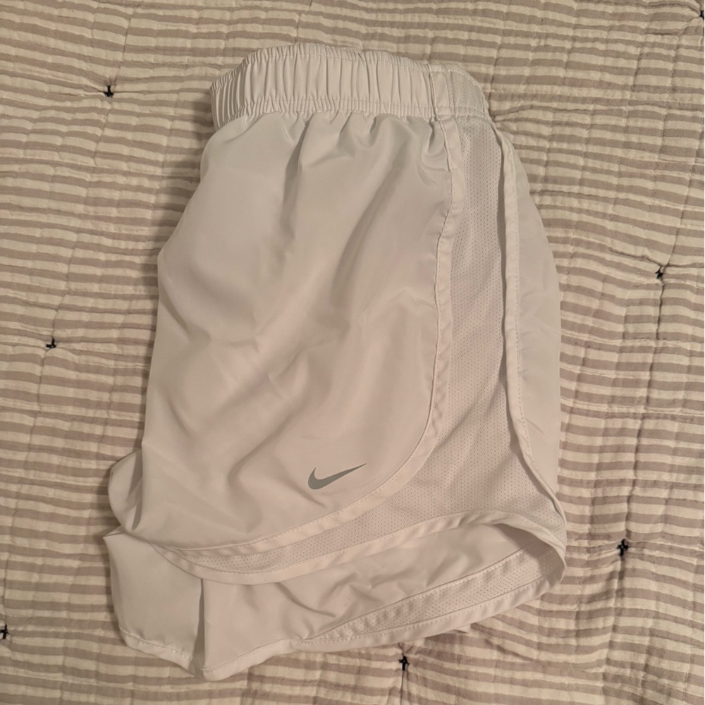 Nike White Women’s Athletic Shorts with Reflective Swoosh